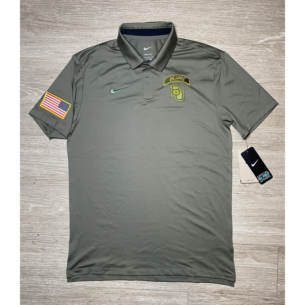 *NWT* Men's Size SMALL‎ Nike Dri-Fit Baylor University Bears Military Polo Shirt